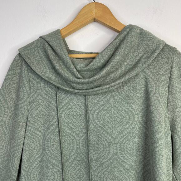 Soft Surroundings Cowl Neck Seam Detail Tunic Top Paisley Boho Olive Green M New - Picture 4 of 13